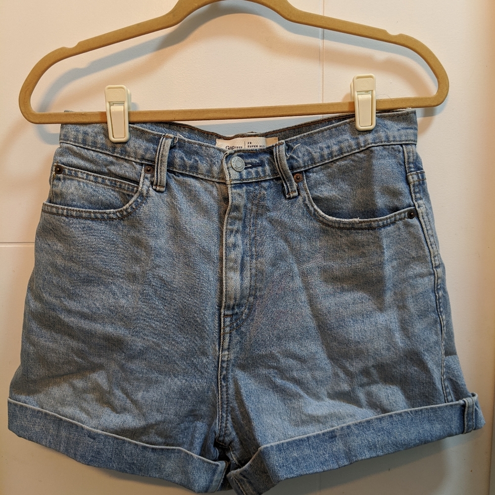 Gap Super High Waisted Light Wash Denim Shorts